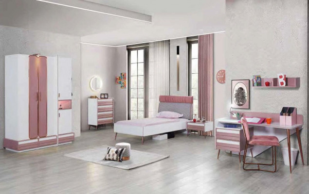 Complete youth room children's room set table bed wardrobe chest of drawers 5-piece set