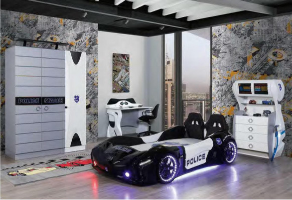 Children's bed racing car bedroom furniture mattress car bed
