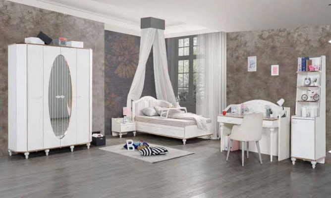 Bed wardrobe bedside table desk bookshelf youth room 5-piece set