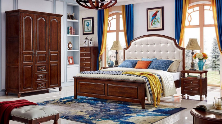 Bedroom set: bed, 2x nightstands, wardrobe, classic 4-piece.