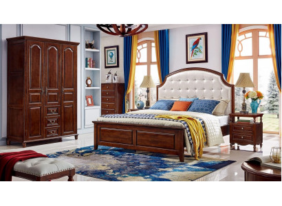 Bedroom set: bed, 2x nightstands, wardrobe, classic 4-piece.