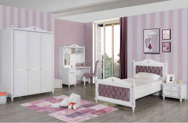 Youth room bed nightstand wardrobe desk bedroom 4-piece set
