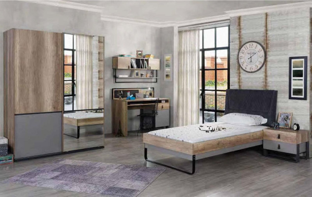 Complete youth room children's room set table bed wardrobe bedside table 4-piece set