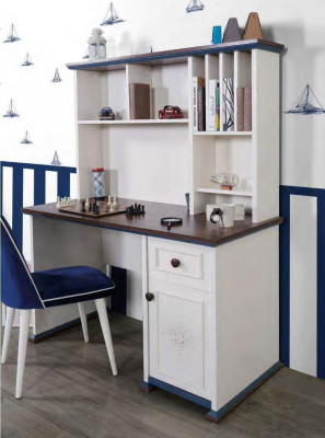 Bedroom children's room set modern wardrobe chest of drawers table wood white new 5-piece.