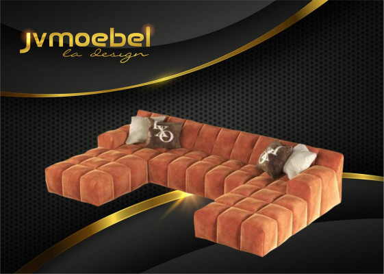 Design Chesterfield Velvet Modern Corner Sofa U-Shape Living Landscape Upholstered Corner New