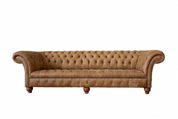Sofa 4 Seater Chesterfield Upholstery Living Room Design Luxury Wood New