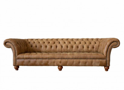 Sofa 4 Seater Chesterfield Upholstery Living Room Design Luxury Wood New