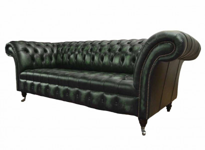 Chesterfield Couch Sofa Upholstery 3 Seater Leather Couches Green New