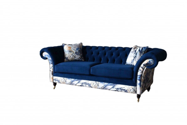 Chesterfield Royal Blue Velvet Couch Cushion Seat Lounge Sofas Couches