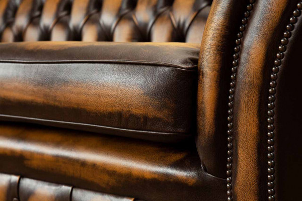 Brown sofa 3-seater couch design Chesterfield upholstery seat leather new