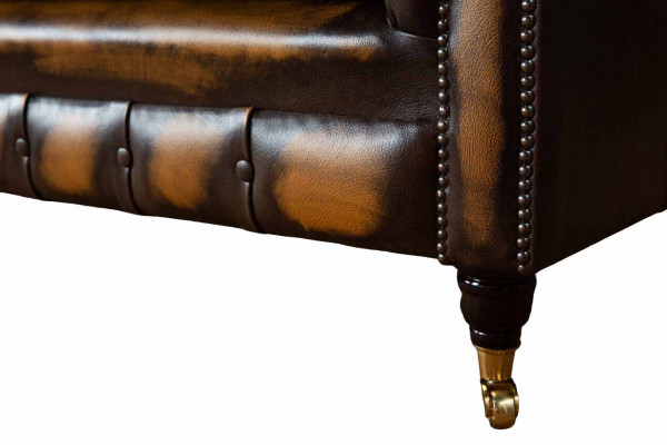 Brown sofa 3-seater couch design Chesterfield upholstery seat leather new