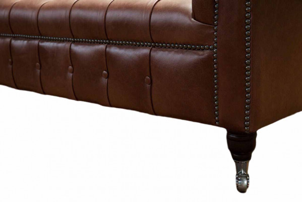 Chesterfield Sofa Three-Seater Vintage Couches Big XXL Brown Textile Leather
