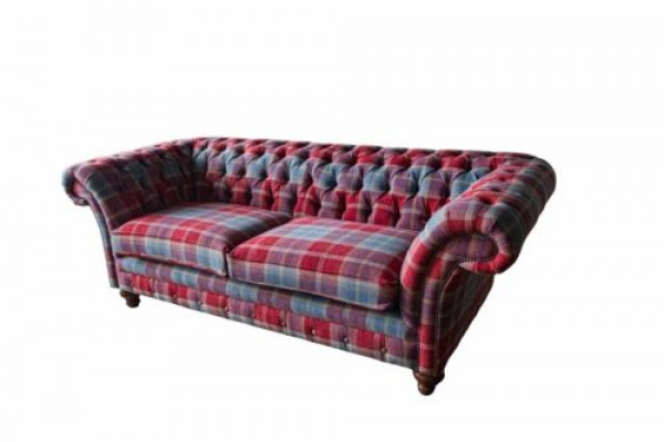 Chesterfield Modern 3-Seater Designer Sofa Luxury Upholstered Couch Fabric Textile New