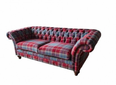 Chesterfield Modern 3-Seater Designer Sofa Luxury Upholstered Couch Fabric Textile New
