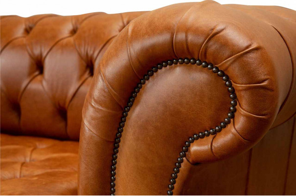 Cognac Sofa 3-Seater Upholstered Sofas Design Luxury Furniture Leather Couches Three-Seater