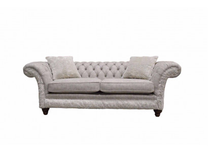 Modern three-seater design upholstered fabric sofa 3-seater living room sofa Chesterfield beige