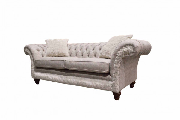 Modern three-seater design upholstered fabric sofa 3-seater living room sofa Chesterfield beige