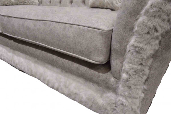 Modern three-seater design upholstered fabric sofa 3-seater living room sofa Chesterfield beige