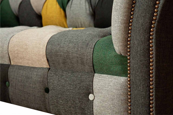 Classic Design Chesterfield Fabric Sofa 3 Seater Seating Couches Sofas Upholstery