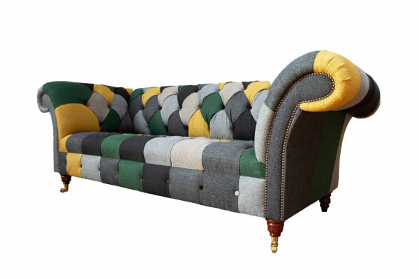 Classic Design Chesterfield Fabric Sofa 3 Seater Seating Couches Sofas Upholstery