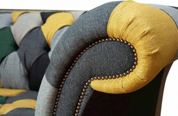 Classic Design Chesterfield Fabric Sofa 3 Seater Seating Couches Sofas Upholstery