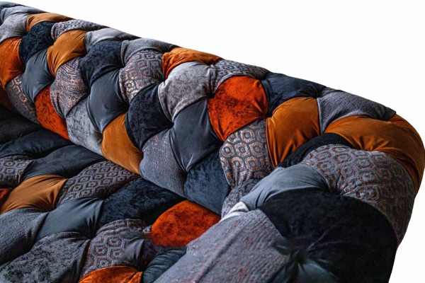 Chesterfield 3-seater sofa couch textile velvet luxury upholstery seat big velvet