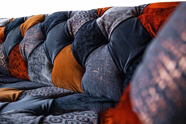 Chesterfield 3-seater sofa couch textile velvet luxury upholstery seat big velvet