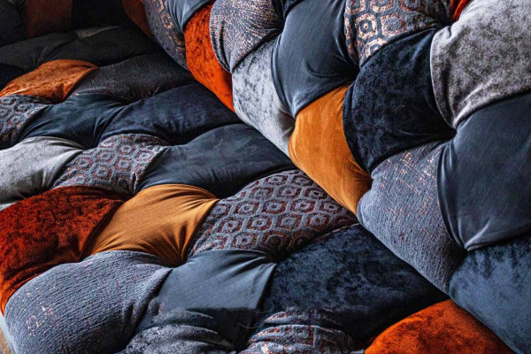 Chesterfield 3-seater sofa couch textile velvet luxury upholstery seat big velvet