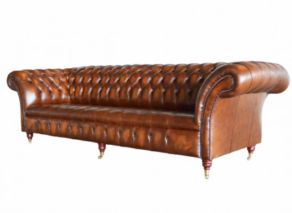 Sofa 4-seater Chesterfield design luxury sofa upholstered couch new brown