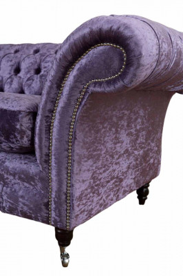Chesterfield three-seater sofa 3-seater living room sofa purple fabric couch