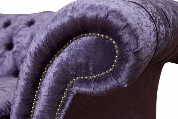 Chesterfield three-seater sofa 3-seater living room sofa purple fabric couch
