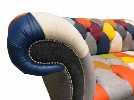 Chesterfield 3-seater Fabric Design Couch Upholstery Textile Modern Sofa New