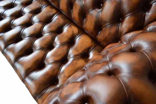 Chesterfield 3-seater sofa leather sofa couch upholstery seat brown new sofas