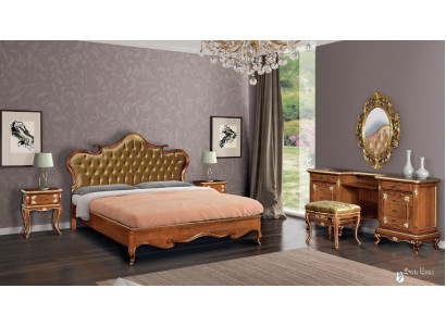Bedroom bed, nightstand, dressing table, stool, upholstered bed, double bed set 5-piece