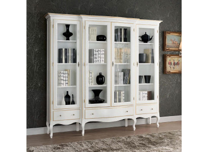 Classic white bookshelf with gilded accents