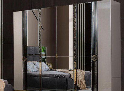Luxury Wardrobe Wooden Closet Wardrobe with Mirror Beige