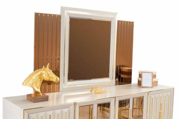 Luxury Dining Set Dining Area Dining Room Furniture Dining Table Chair Set 9-piece Beige