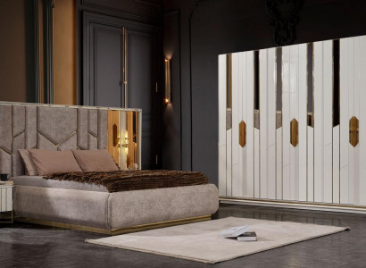Complete Bedroom Double Bed Wardrobe Bedside Tables White 4-piece set