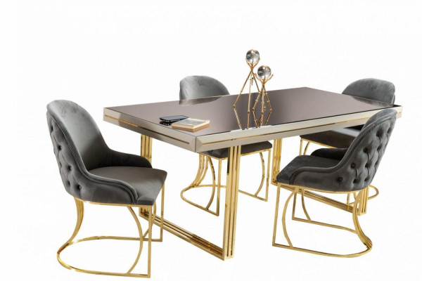 Dining group dining nook dining room furniture dining table chair set 7-piece gray luxury