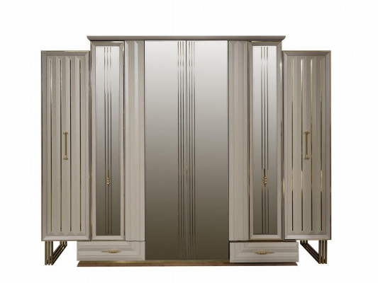 Complete bedroom furniture double bed bed nightstands beige 4-piece set