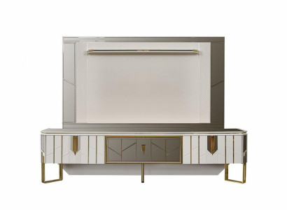 Wall unit sideboard TV stand RTV lowboard white living room panel wood