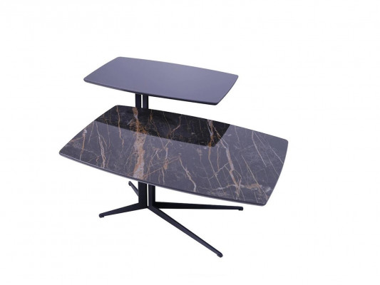 Black Furniture Living Room Complete Coffee Table with Side Table Luxury