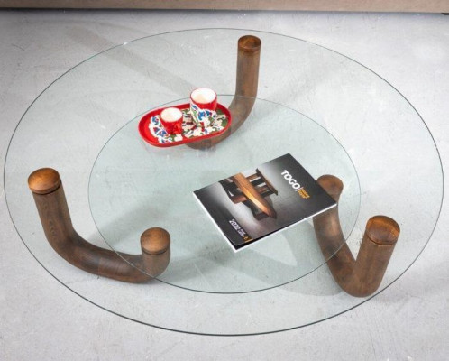 Luxurious wooden coffee table with glass top Stylish furniture for the living room