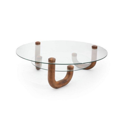 Luxurious wooden coffee table with glass top Stylish furniture for the living room