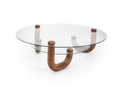 Luxurious wooden coffee table with glass top Stylish furniture for the living room