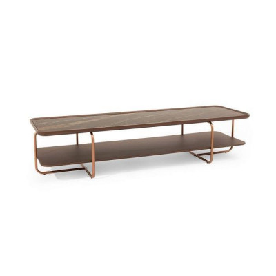 Modern gold coffee table with a stylish new porcelain tabletop