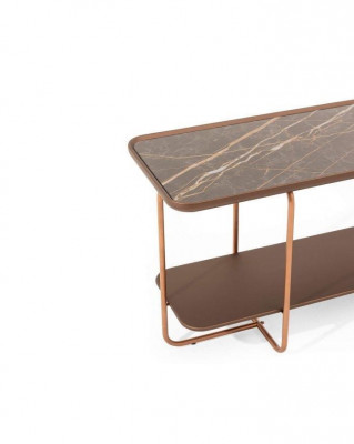 Modern console table gold color with porcelain tabletop stylish