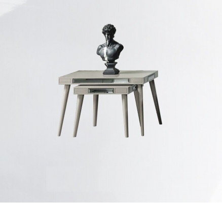 Group of Side Tables 2-piece Coffee Tables Sofa Tables Silver Living Room