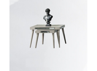 Group of Side Tables 2-piece Coffee Tables Sofa Tables Silver Living Room