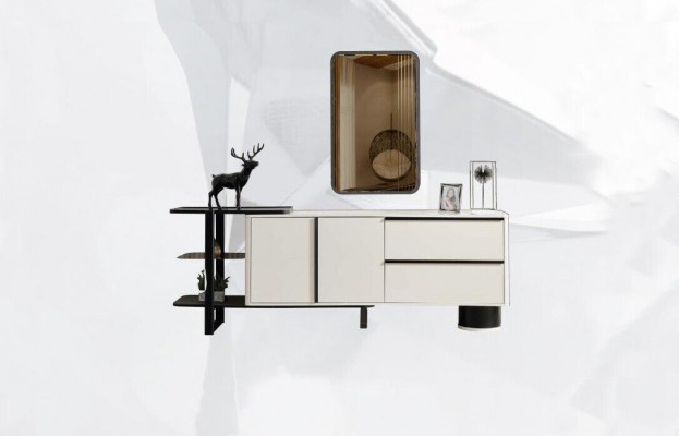 Cabinet sideboard with mirror dresser set modern chest of drawers white